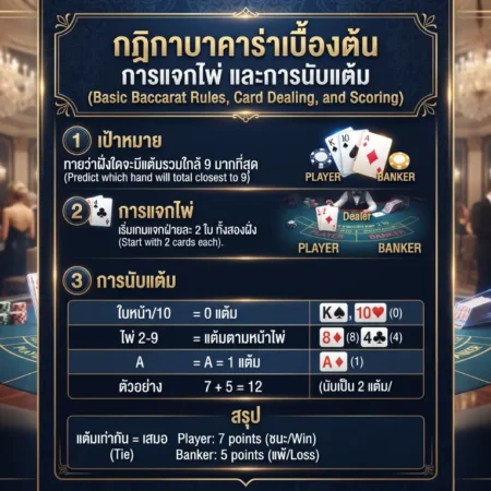 กติกาบาคาร่าเบื้องต้น การแจกไพ่ และการนับแต้มที่คุณต้องรู้